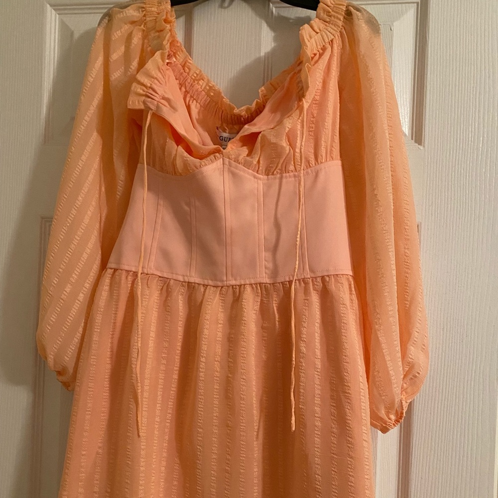 Guess corset peach dress long sleeve